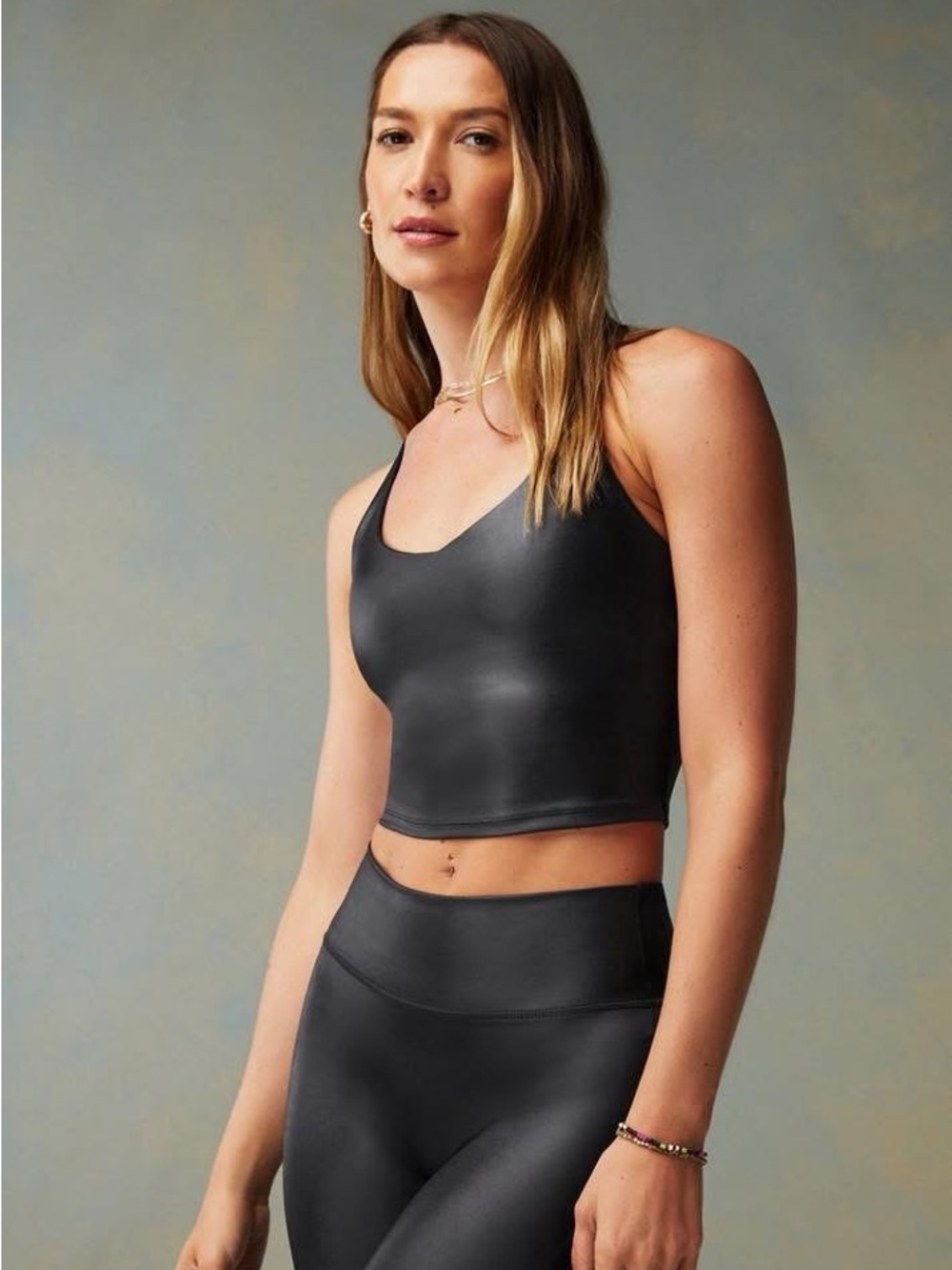 Fabletics Black Cropped built in bra